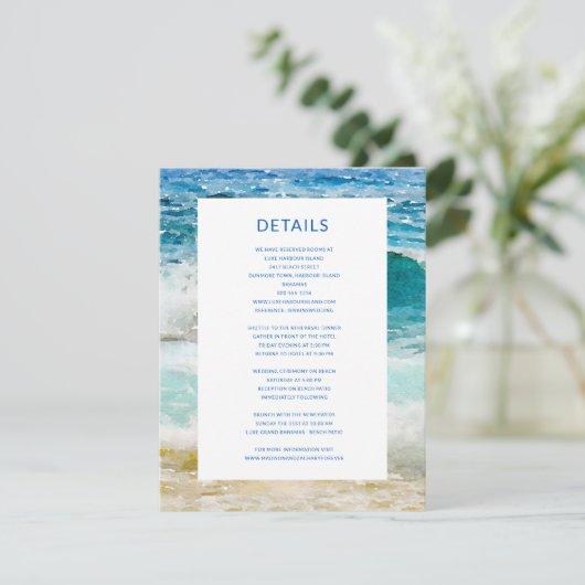 熱帯ビーチ結婚式詳細 エンクロージャーカード (スタンド正面)