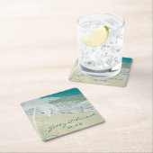 熱帯ビーチ結婚式 スクエアペーパーコースター (インサイチュ)