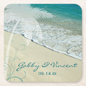 熱帯ビーチ結婚式 スクエアペーパーコースター (正面)