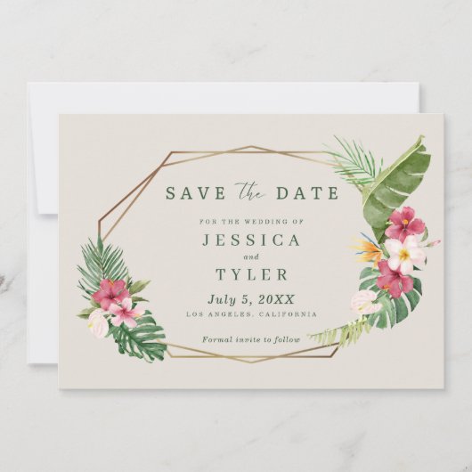 熱帯ビーチ結婚式 セーブザデート (正面)