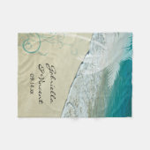 熱帯ビーチ結婚式 フリースブランケット (正面(横))