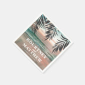 熱帯ビーチ結婚式 |光源の文字列 スタンダードカクテルナプキン (角)