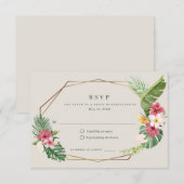 熱帯ビーチ結婚式 出欠カード (正面/裏面)