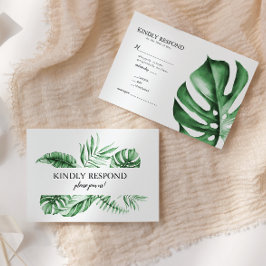 熱帯ビーチ結婚式RSVPエンクロージャ挿入 出欠カード