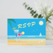 熱帯ビーチ結婚式RSVP 出欠カード (スタンド正面)