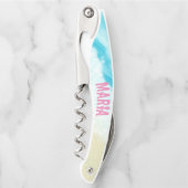 熱帯ビーチ絵画の青い水夏 ソムリエナイフ (正面)