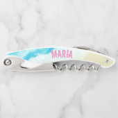 熱帯ビーチ絵画の青い水夏 ソムリエナイフ (正面)