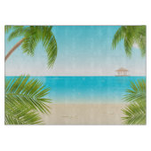 熱帯ビーチ背景ガラス切断板 カッティングボード (正面)