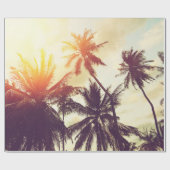 熱帯ビーチ背景（ヤシの木がシルエットになったもの） ラッピングペーパー (フラット)