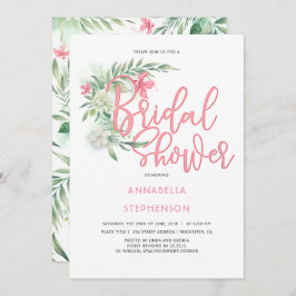 熱帯ビーチ花ブライダルシャワー 招待状