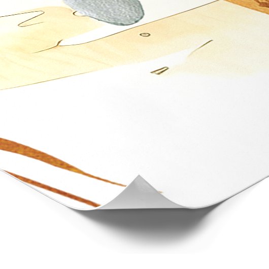 熱帯ビーチ花模様結婚の歓迎看板ポスター ポスター (角)