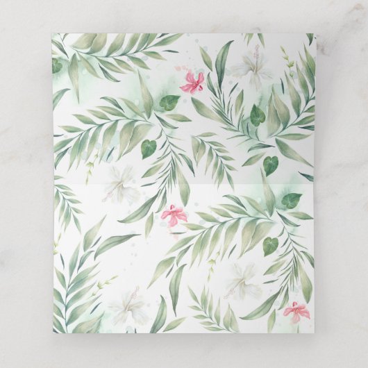 熱帯ビーチ花行き先結婚式 プレイスカード (内部開封)