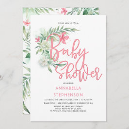 熱帯ビーチ花赤ちゃんシャワー 招待状