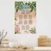 熱帯ビーチ蘭フローラ結婚の座席表 ポスター (キッチン)