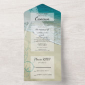 熱帯ビーチ行先結婚式 オールインワン招待状 (内側)