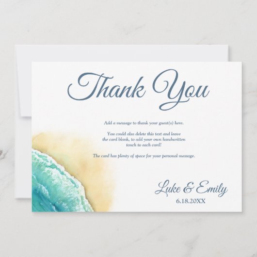 熱帯ビーチ行先結婚式 サンキューカード (裏面)