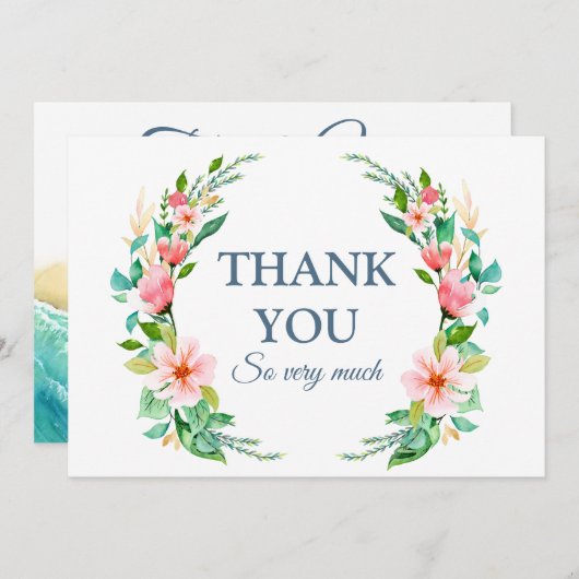 熱帯ビーチ行先結婚式 サンキューカード (正面/裏面)