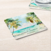 熱帯ビーチ行先結婚式 スクエアペーパーコースター (アングル)
