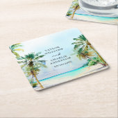 熱帯ビーチ行先結婚式 スクエアペーパーコースター (アングル)