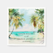 熱帯ビーチ行先結婚式 スタンダードカクテルナプキン (正面)
