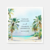 熱帯ビーチ行先結婚式 スタンダードカクテルナプキン (正面)