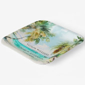 熱帯ビーチ行先結婚式 ペーパープレート (傾斜あり)
