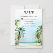 熱帯ビーチ行先結婚式 出欠カード (正面)