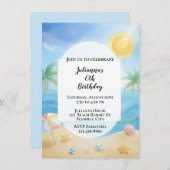 熱帯ビーチ誕生日招待状 案内状 (正面/裏面)