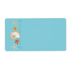 熱帯ビーチ貝殻星魚ナウチラス夏 ラベル