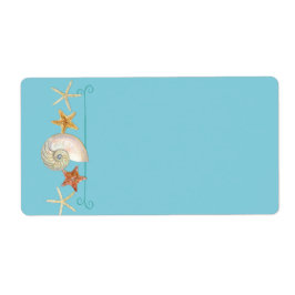 熱帯ビーチ貝殻星魚ナウチラス夏 ラベル