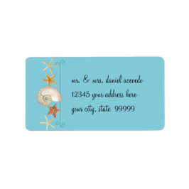 熱帯ビーチ貝殻星魚ナウチラス夏 ラベル