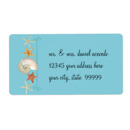 熱帯ビーチ貝殻星魚ナウチラス夏 ラベル