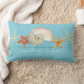 熱帯ビーチ貝殻星魚ナウチラス夏 ランバークッション (ブランケット)