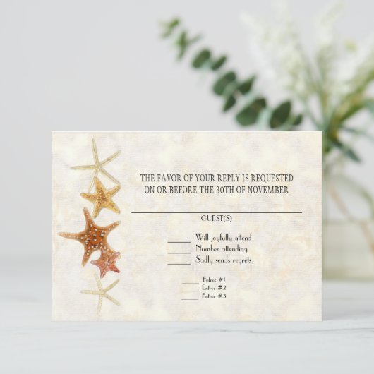 熱帯ビーチ貝殻星魚ナウチラス夏 出欠カード (スタンド正面)