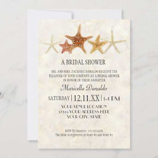 熱帯ビーチ貝殻星魚ナウチラス夏 招待状 (正面)