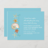 熱帯ビーチ貝殻星魚ナウチラス夏 招待状 (正面/裏面)