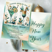 熱帯ビーチ金ゴールドスンドーナーカクテル新年 招待状