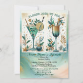 熱帯ビーチ金ゴールドスンドーナーカクテル新年 招待状 (正面)