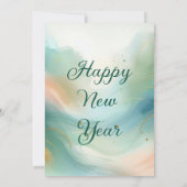 熱帯ビーチ金ゴールドスンドーナーカクテル新年 招待状 (裏面)