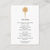 熱帯ビーチ金ゴールドパームツリーデスティネーションウェディング エンクロージャーカード (正面)