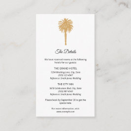 熱帯ビーチ金ゴールドパームツリーデスティネーションウェディング エンクロージャーカード