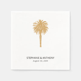 熱帯ビーチ金ゴールドパームツリーデスティネーションウェディング スタンダードカクテルナプキン