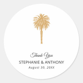 熱帯ビーチ金ゴールドパームツリーデスティネーションウェディング ラウンドシール