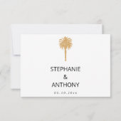 熱帯ビーチ金ゴールドパームツリーデスティネーションウェディング 出欠カード (裏面)