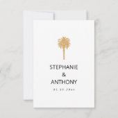 熱帯ビーチ金ゴールドパームツリーデスティネーションウェディング 出欠カード (裏面)