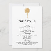 熱帯ビーチ金ゴールドパームデスティネーションバチェロレッテ 招待状 (裏面)