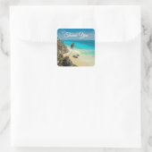 熱帯ビーチ風のヤシの木を掃引ありがとう スクエアシール (バッグ)