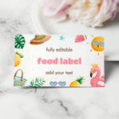 熱帯ビーチ1日パーティー食品ラベル エンクロージャーカード