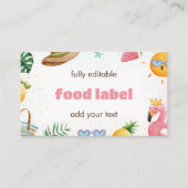 熱帯ビーチ1日パーティー食品ラベル エンクロージャーカード (正面)