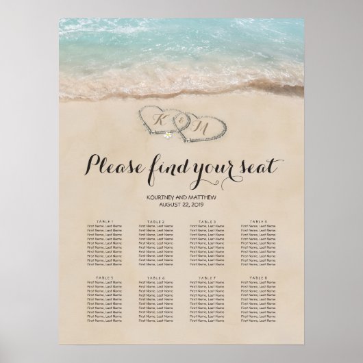 熱帯ビーチ8結婚表の座席表 ポスター (正面)